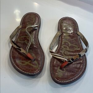 Sam Edelman Brown and Tan Animal Print Sandals